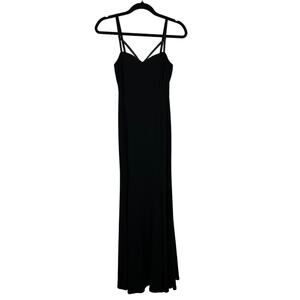 NWT City Triangles Womens V-Neck Plunge Lined Strappy Black Maxi Gown Dress 5